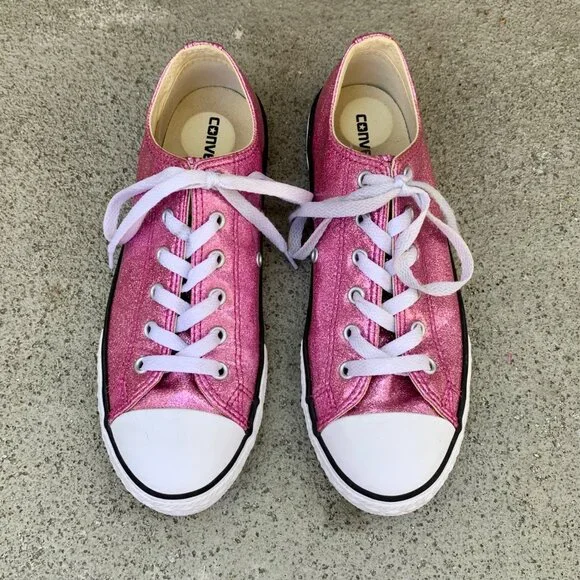 CONVERSE Pink Glitter Sneakers Girls 4.5 EU 37 Chuck Taylor All Star Shoe Shoe - Picture 9 of 9